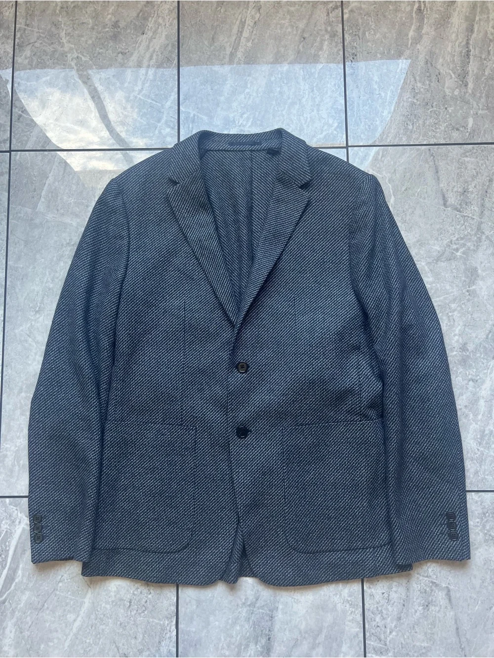 Theory Clinton SL PA Dawson Men’s Blazer Jacket 40R Textured Blue Wool Knit